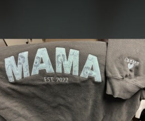 Custom Embroidered Appliqué "MAMA" Sweatshirt with Sleeve Names