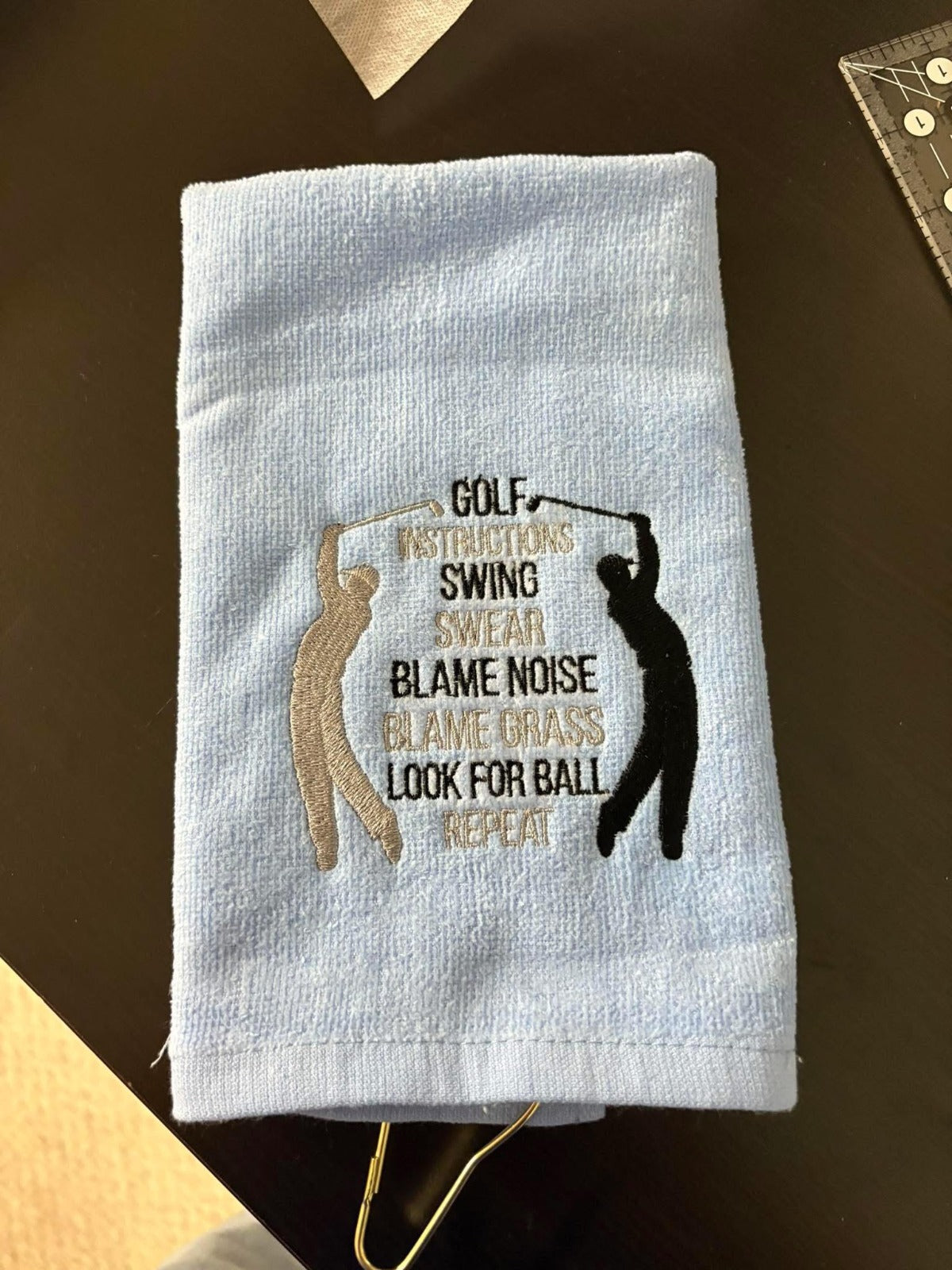Funny Embroidered "Golf Instructions" Golf Towel