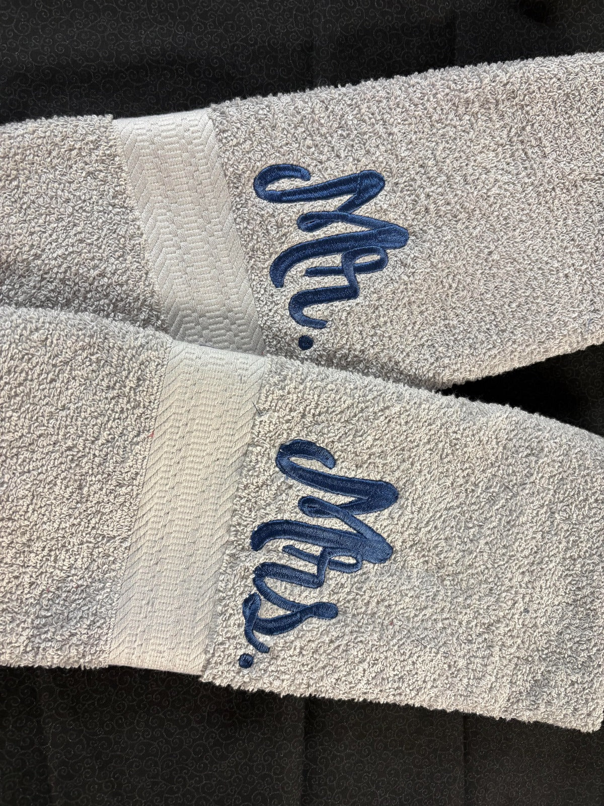 Classic Embroidered "Mr. & Mrs." Cursive Hand Towel Set
