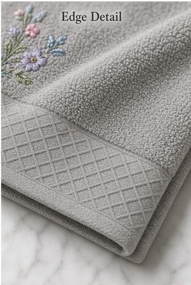 Custom Embroidered Floral Wreath Monogram Plush Towel