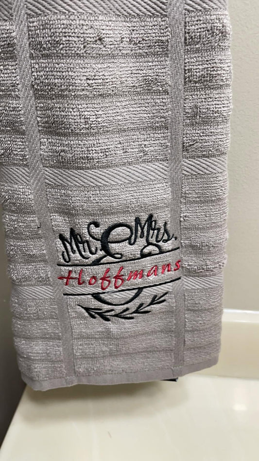 Personalized "Mr. & Mrs." Wedding & Anniversary Hand Towel