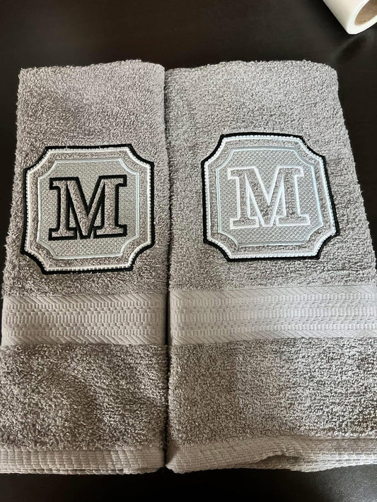 Custom Framed Monogram Bath Towel Set