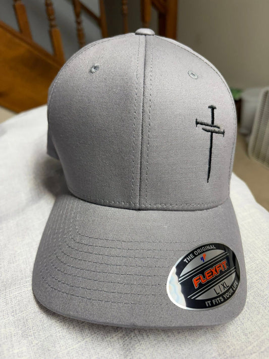 Embroidered Nail Cross Flexfit Fitted Hat