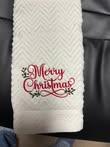 Embroidered "Merry Christmas" Plush Hand Towel