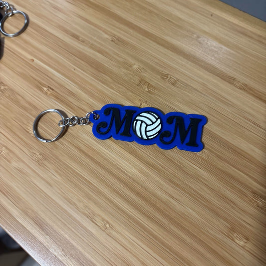Volleyball MOM Keychain  – Royal Blue Game Day Keyring Accessory