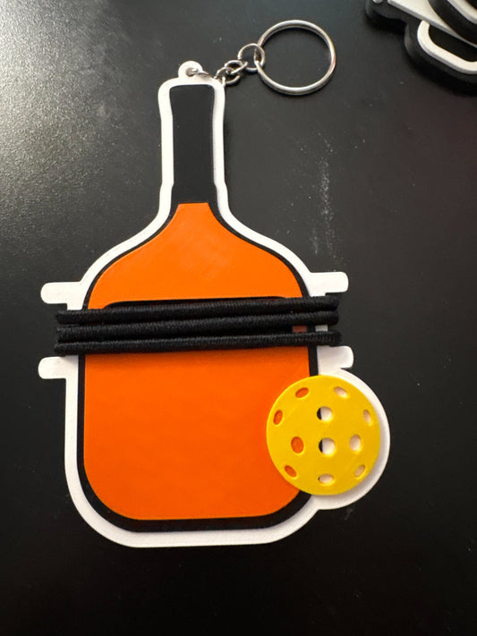 Pickleball Paddle Hair Tie Holder Keychain – Court Bag Elastic Organizer Keyring