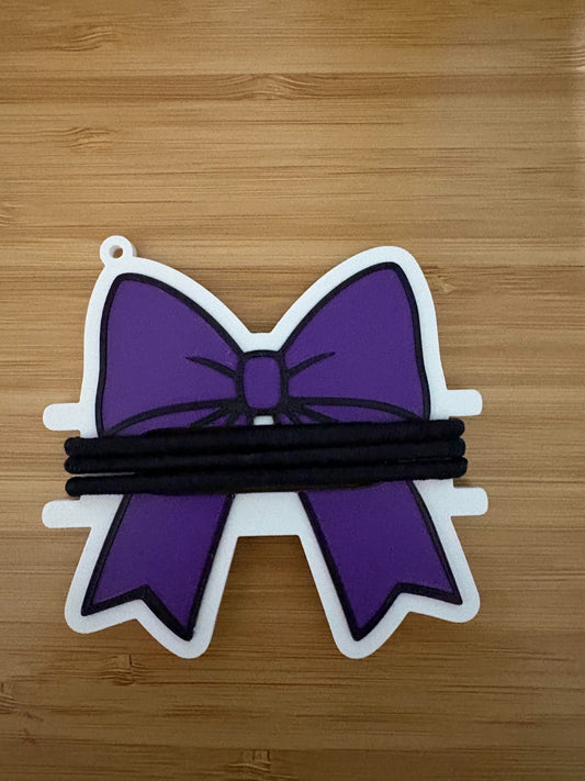 Purple Cheer Bow Hair Tie Holder Keychain – Cheerleading Bag Elastic Organizer