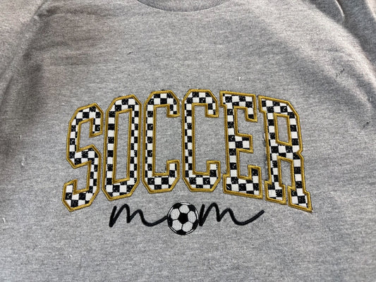 Custom Embroidered "Soccer Mom" Checkered Sweatshirt
