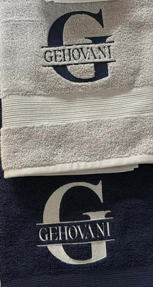 Custom Embroidered Split Monogram Bath Towel