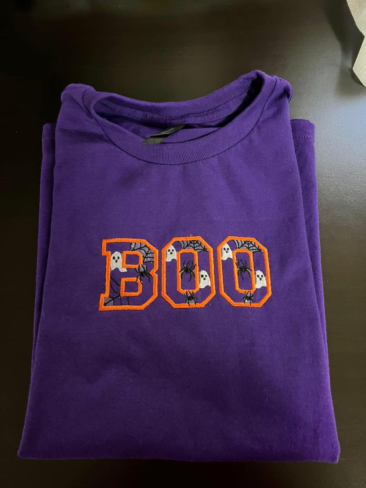 Custom Embroidered "BOO" Halloween T-Shirt