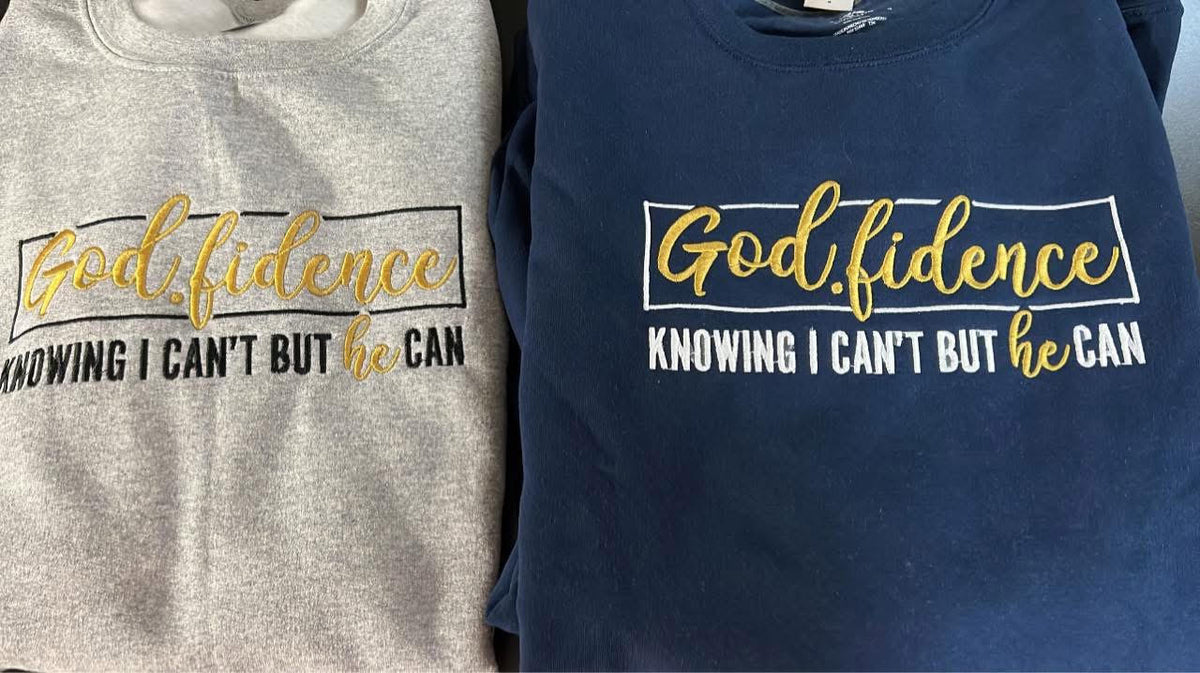 "Godfidence" Embroidered Christian Crewneck Sweatshirt