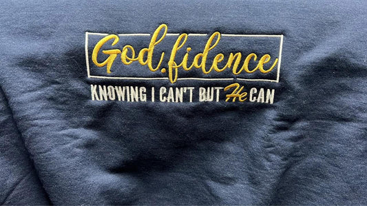 "Godfidence" Embroidered Christian Crewneck Sweatshirt