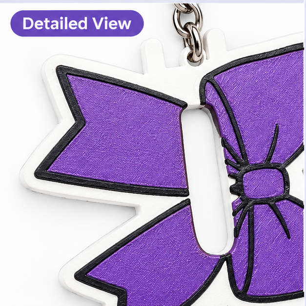 Purple Cheer Bow Hair Tie Holder Keychain – Cheerleading Bag Elastic Organizer