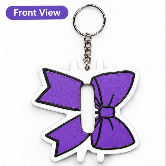 Purple Cheer Bow Hair Tie Holder Keychain – Cheerleading Bag Elastic Organizer
