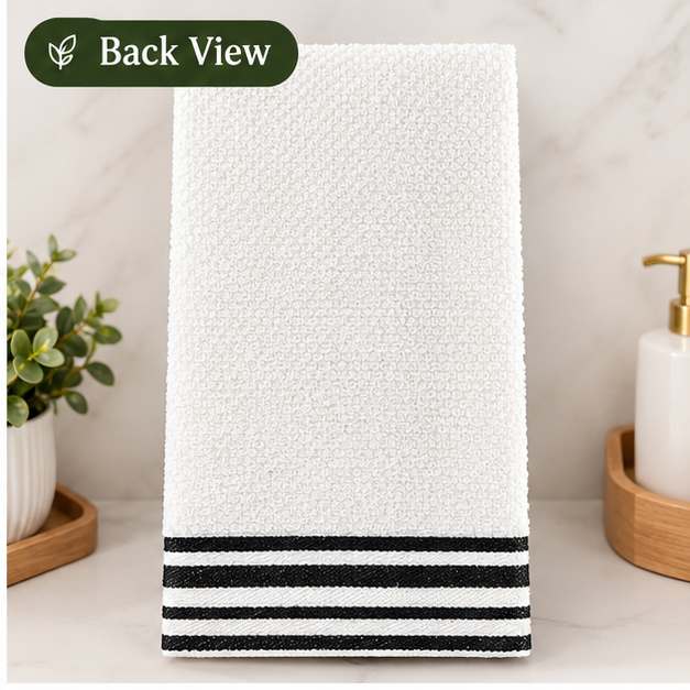 Embroidered Black Cat & Sunflower Waffle Towel