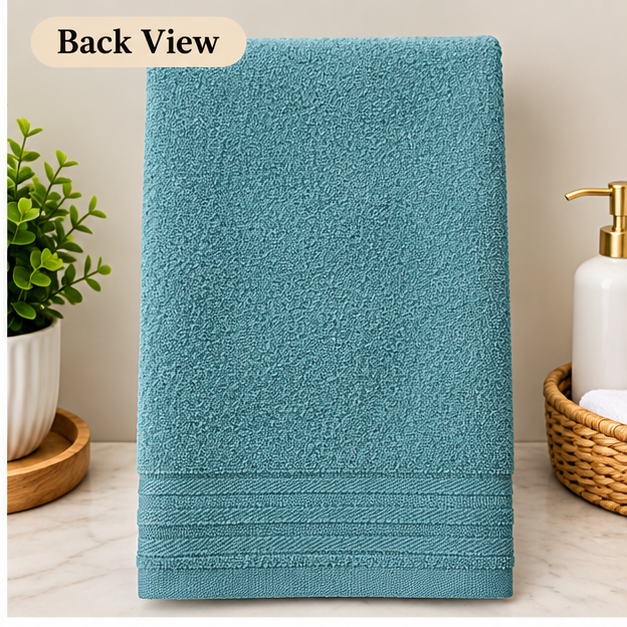 Embroidered "Let It Snow" Waffle Towel in Slate Blue