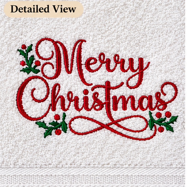 Embroidered "Merry Christmas" Plush Hand Towel