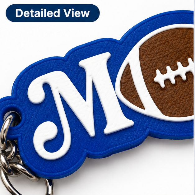 Football MOM Acrylic Keychain & Bag Tag – Royal Blue Game Day Keyring