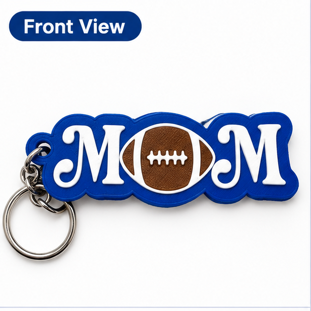Football MOM Acrylic Keychain & Bag Tag – Royal Blue Game Day Keyring
